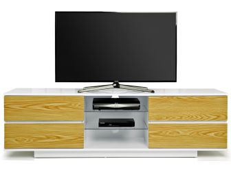 Gloss White and Oak Large TV Cabinet Avitus
