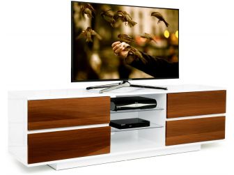 Gloss White and Walnut Large TV Cabinet Avitus