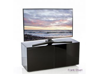 Frank Olsen Intelligent Design Furniture TV Cabinet - Black Gloss with Black Glass Doors