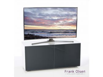 Frank Olsen Intelligent Design Furniture TV Cabinet - White Gloss with Grey Glass Doors