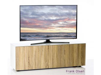 Frank Olsen Intelligent Design Furniture TV Cabinet - White Gloss with Oak Effect Doors